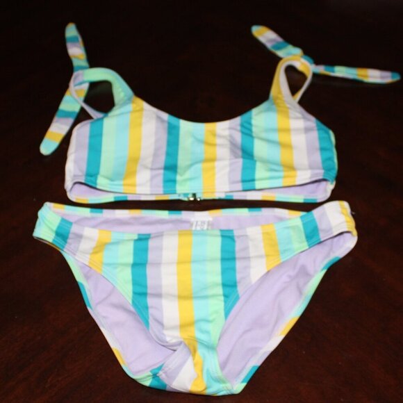 crown & ivy Other - Cabana by Crown & Ivy Striped Bikini Set - Size M